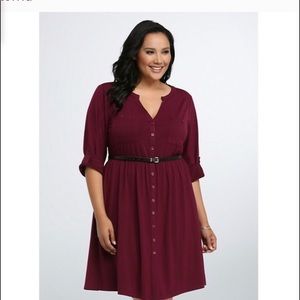 Torrid Size 4 Deep Merlot Shirt Dress